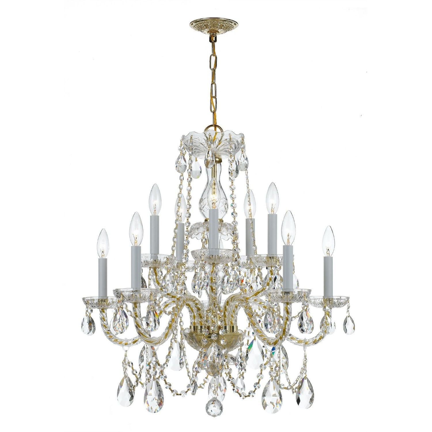 Crystorama - 1130-PB-CL-S - Ten Light Chandelier - Traditional Crystal - Polished Brass