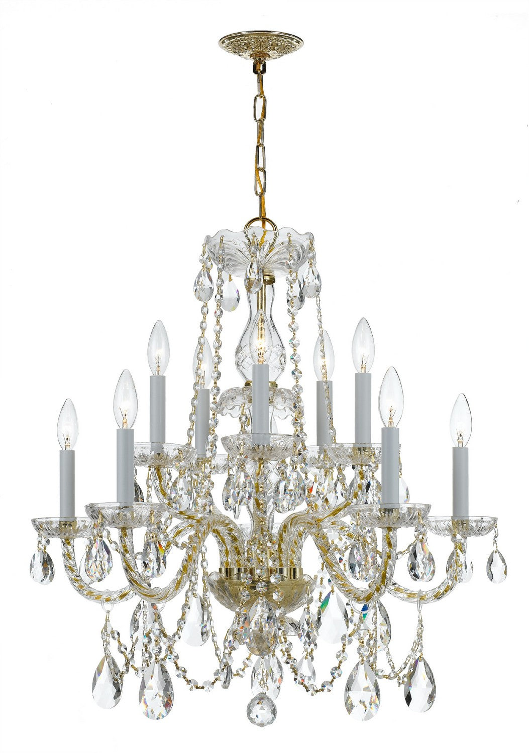 Crystorama - 1130-PB-CL-S - Dix lumières Suspendu - Cristal traditionnel - Laiton poli