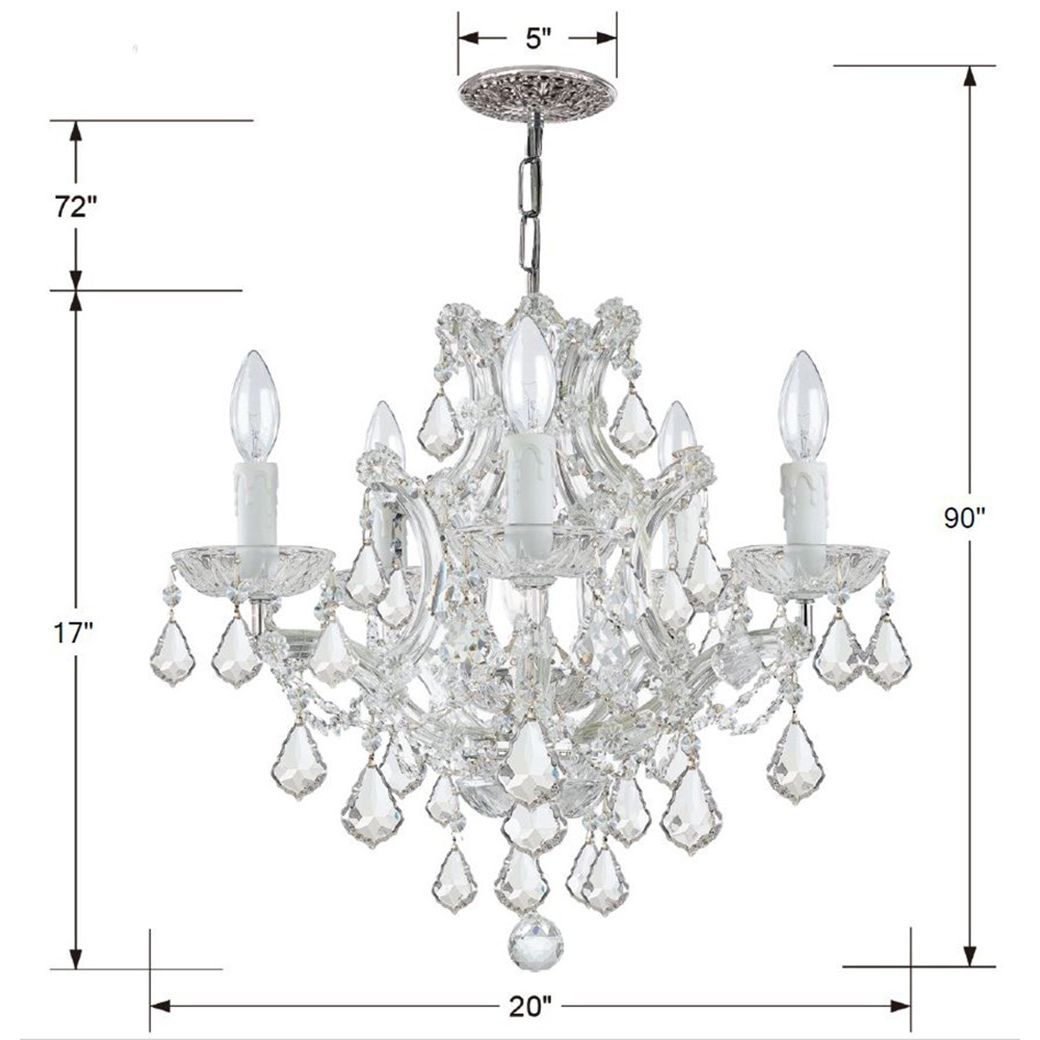 Crystorama - 4405-CH-CL-SAQ - Six Light Mini Chandelier - Maria Theresa - Polished Chrome
