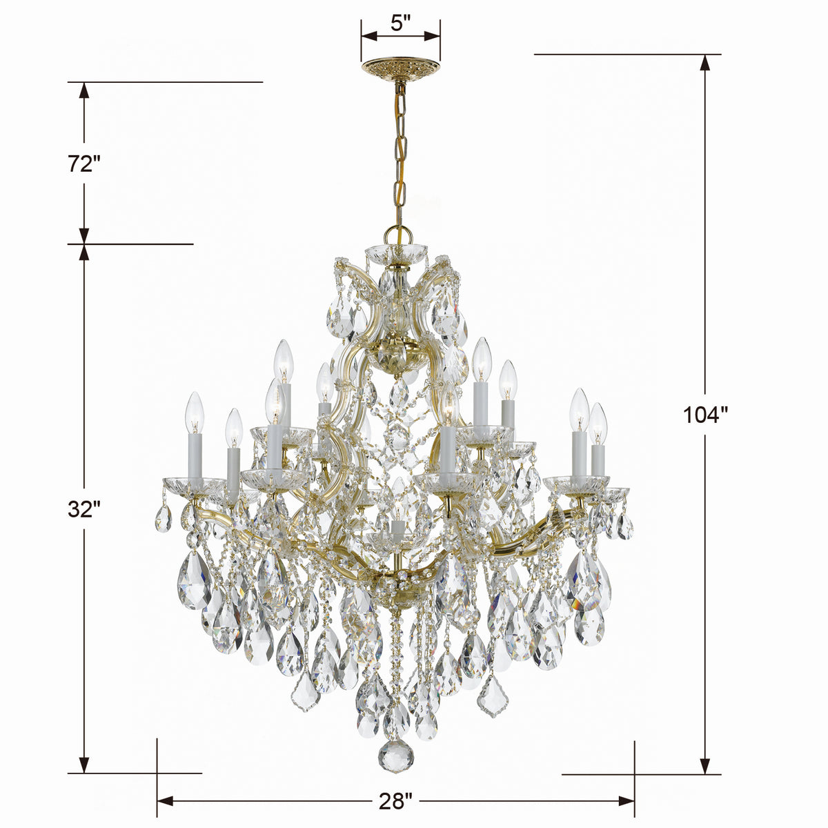 Crystorama - 4413-GD-CL-S - 13 Lumières Suspendu - Marie-Thérèse - Or