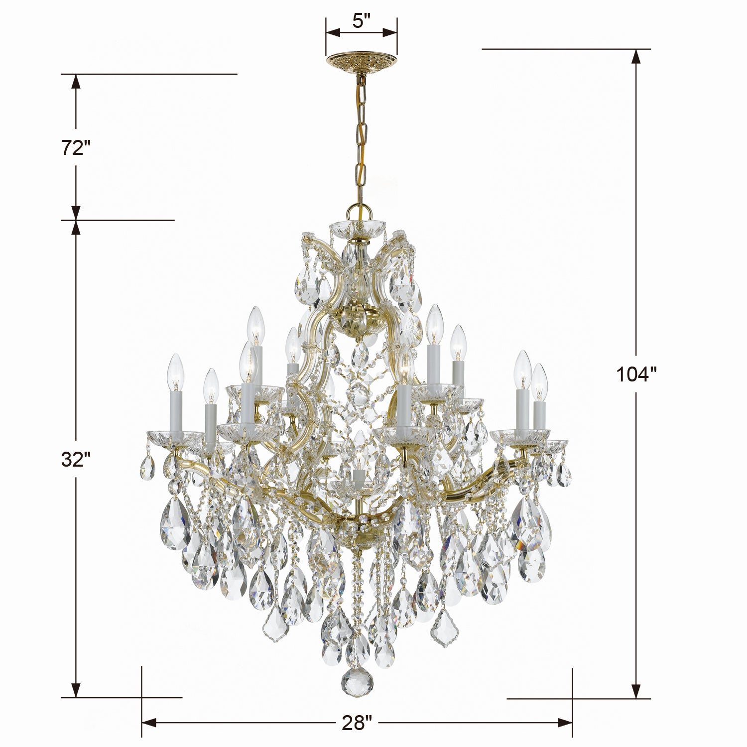 Crystorama - 4413-GD-CL-SAQ - 13 Light Chandelier - Maria Theresa - Gold
