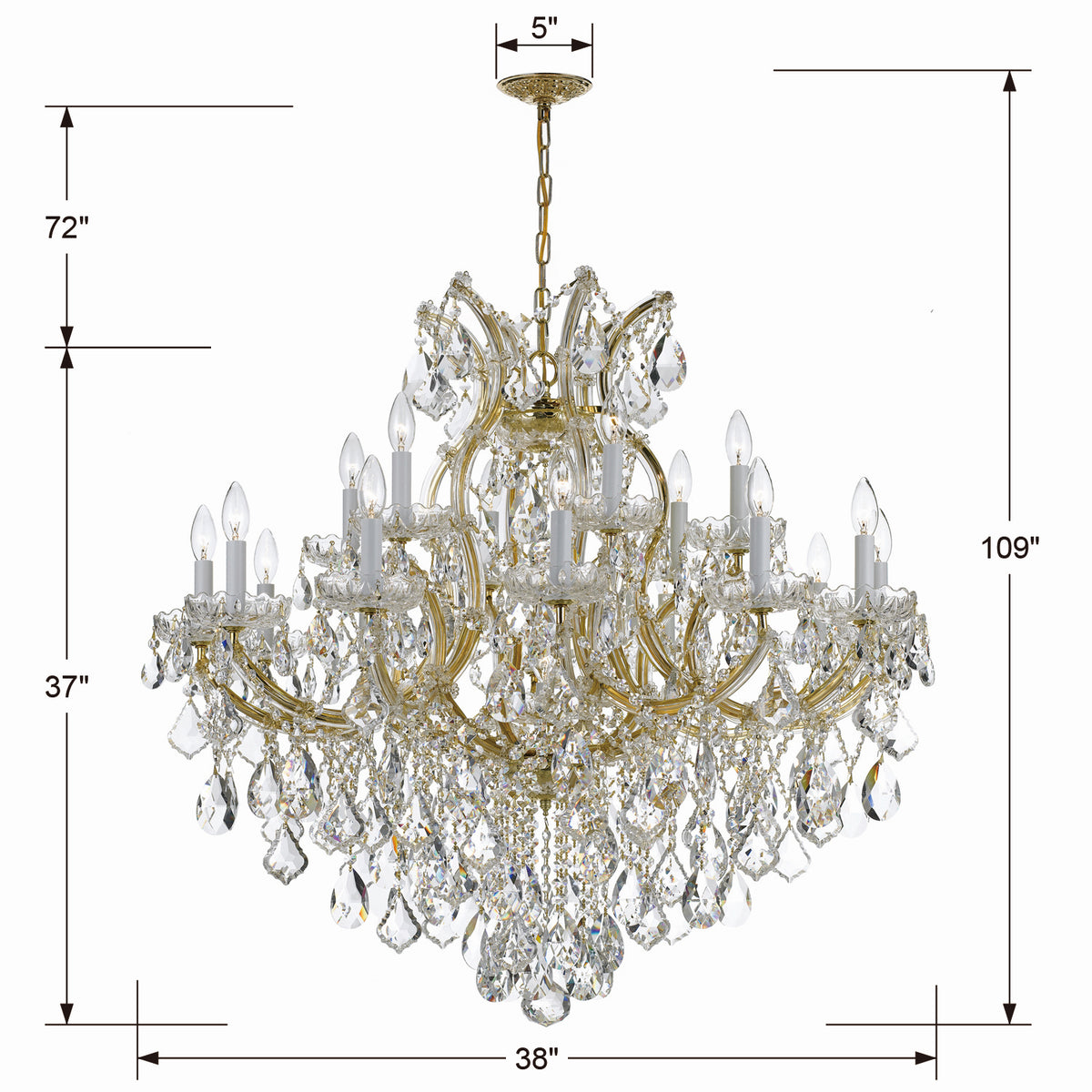 Crystorama - 4418-GD-CL-SAQ - 19 Lumière Suspendu - Marie-Thérèse - Or