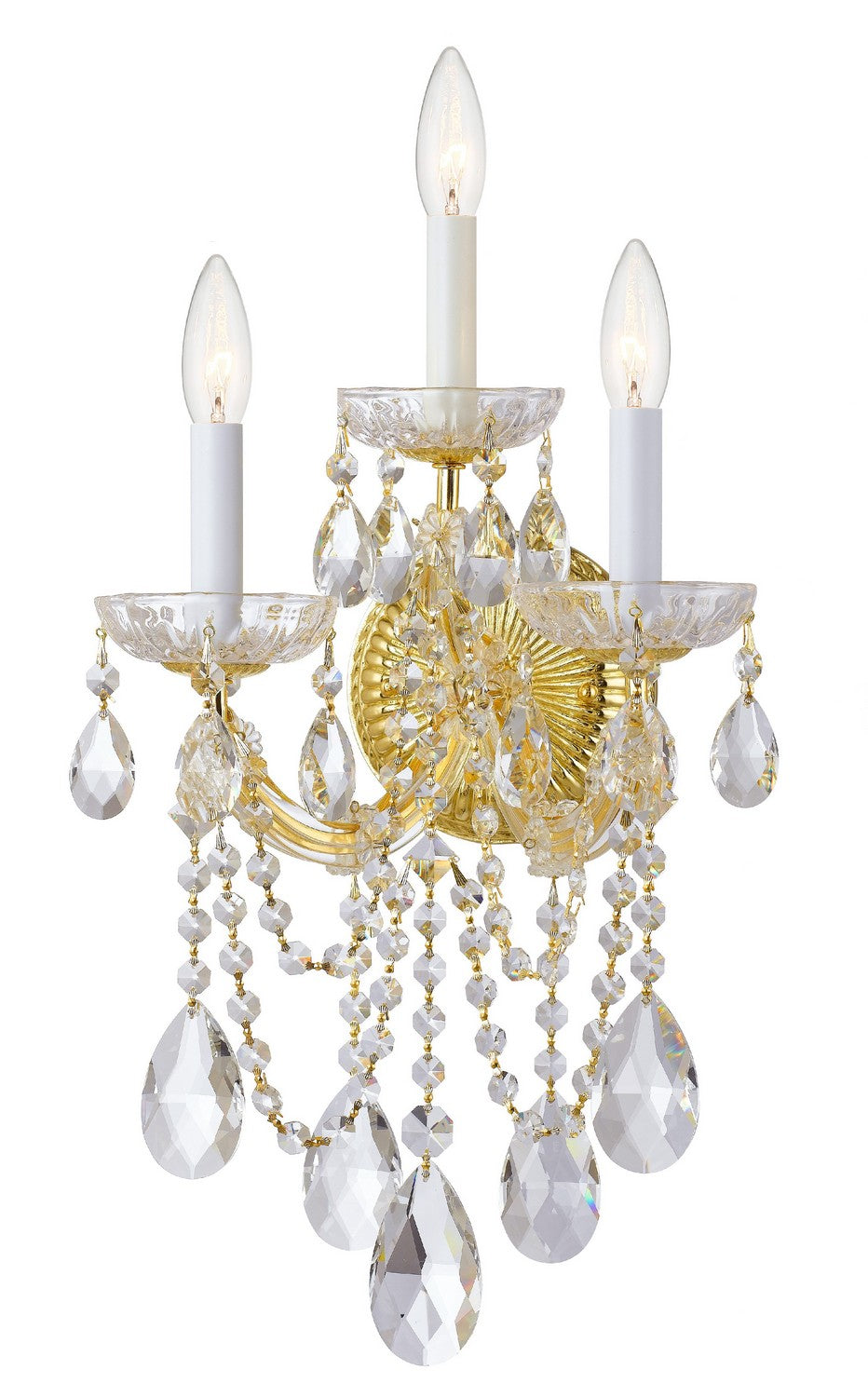 Crystorama - 4423-GD-CL-SAQ - Trois lumières Murale - Marie-Thérèse - Or