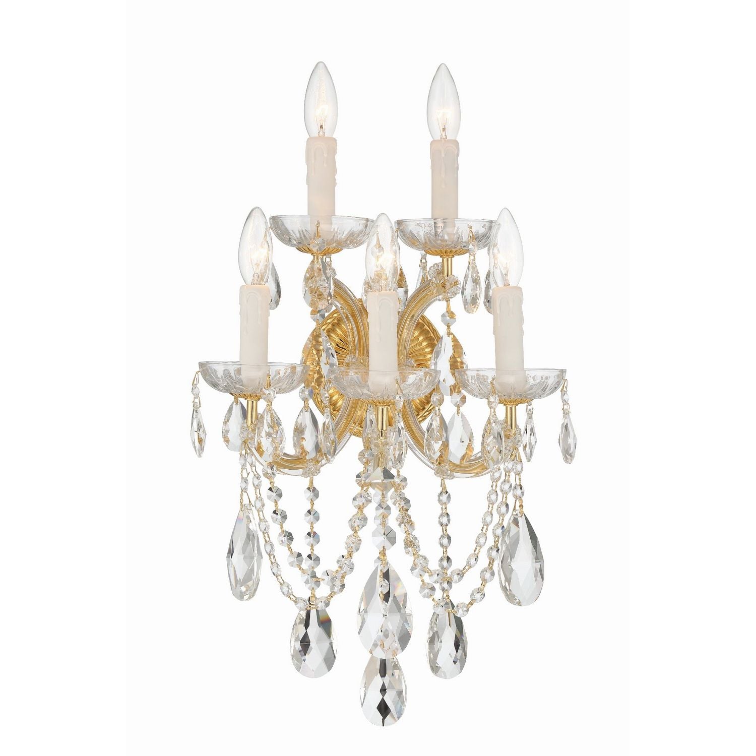 Crystorama - 4425-GD-CL-SAQ - Five Light Wall Sconce - Maria Theresa - Gold