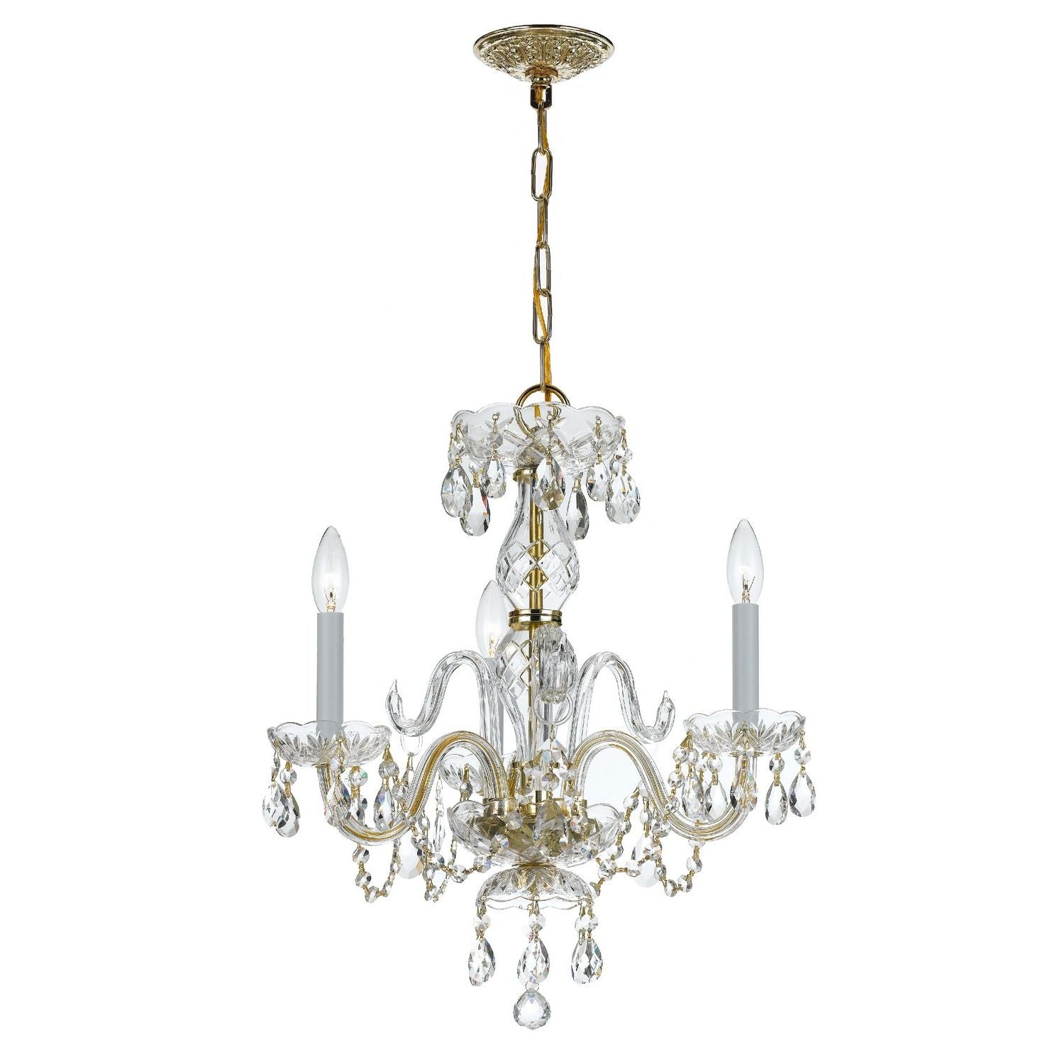 Crystorama - 5044-PB-CL-S - Three Light Mini Chandelier - Traditional Crystal - Polished Brass