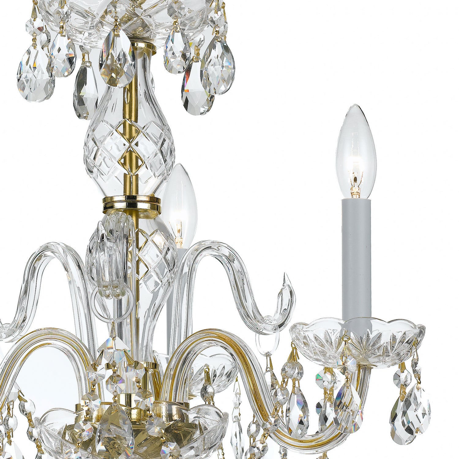 Crystorama - 5044-PB-CL-SAQ - Mini lampe à trois lumières Suspendu - Cristal traditionnel - Laiton poli
