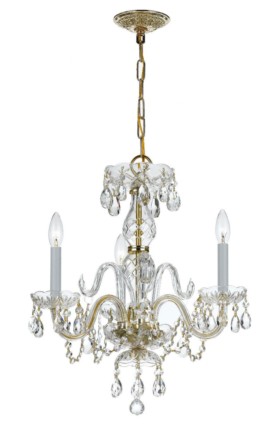Crystorama - 5044-PB-CL-SAQ - Mini lampe à trois lumières Suspendu - Cristal traditionnel - Laiton poli