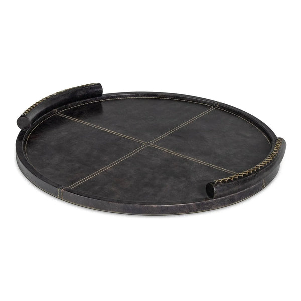 Plateau rond en cuir Forte
