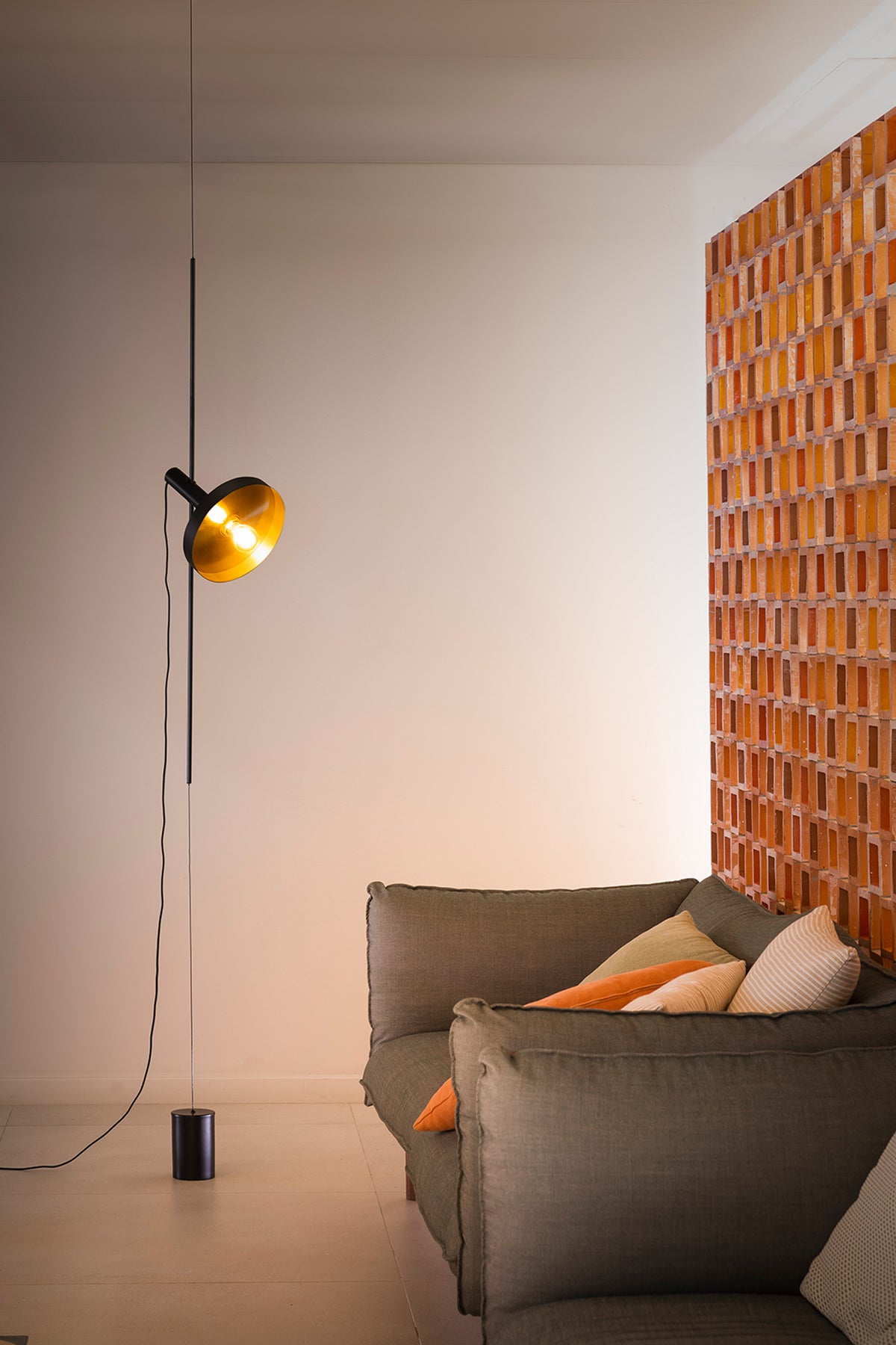 Faro Barcelona 20166-95-US Whizz Convertible Pendant / Floor Lamp in Black/Gold