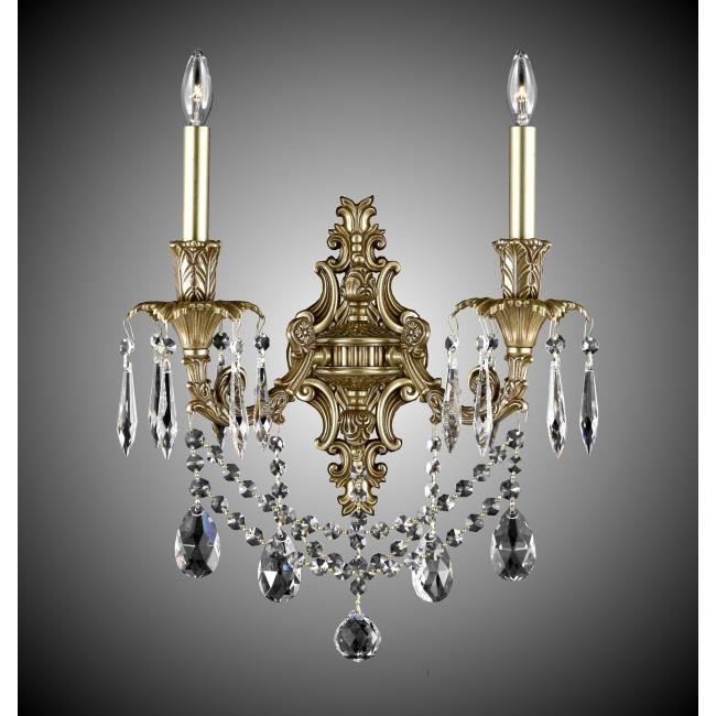 American Brass and Crystal-WS2080-O-U-03G-ST-Finisterra Brass and Crystal Wall Sconce WS2080-FINISTERRA-French Gold Glossy