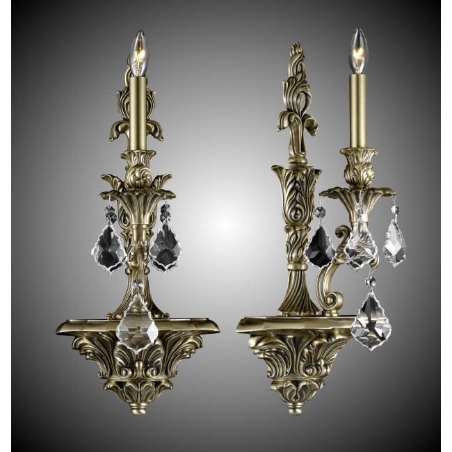American Brass and Crystal-WS9081-A-02G-ST-Blairsden Brass and Crystal Wall Sconce-BLAIRSDEN-Antique Black Glossy