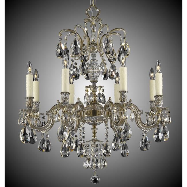 American Brass and Crystal-CH9714-OLN-04G-PI-Marlena Brass and Golden Colored Crystal Chandelier-MARLENA-Antique White Glossy