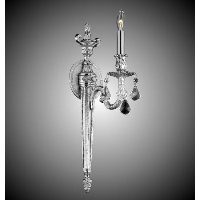 American Brass and Crystal-WS2111-A-08G-ST-Brass and Crystal Wall Sconce WS2111-WALL SCONCES-Silver
