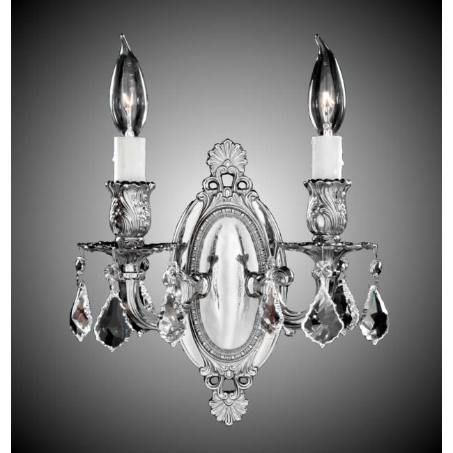 American Brass and Crystal-WS9412-A-08G-PI-Brass and Crystal Wall Sconce WS9412-WALL SCONCES-Silver