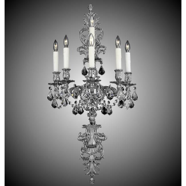 American Brass and Crystal-WS9491-A-08G-PI-Brass and Crystal Wall Sconce WS9491-WALL SCONCES-Silver