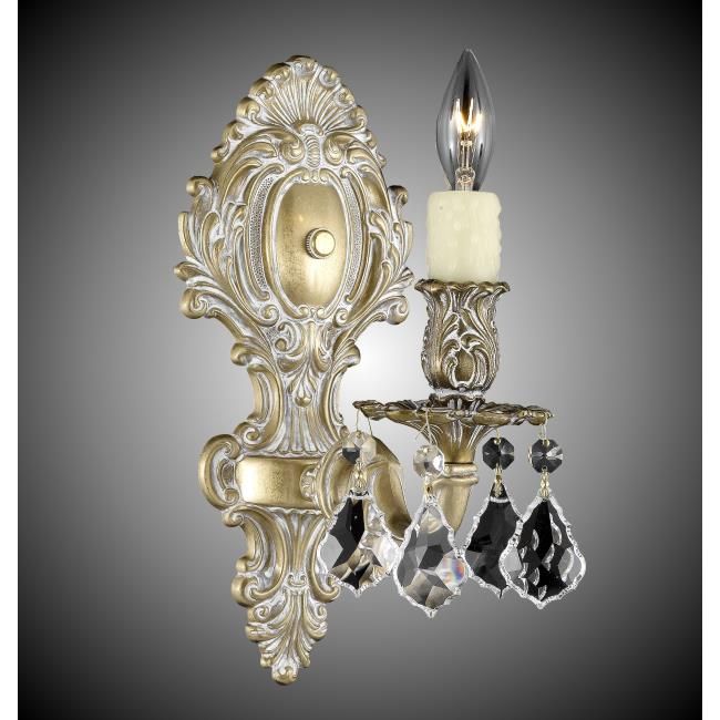 American Brass and Crystal-WS9421-A-04G-PI-Brass and Crystal Wall Sconce WS9421-WALL SCONCES-Antique White Glossy