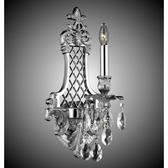American Brass and Crystal-WS9451-O-08G-ST-Brass and Crystal Lattice Wall Sconce-WALL SCONCES-Silver
