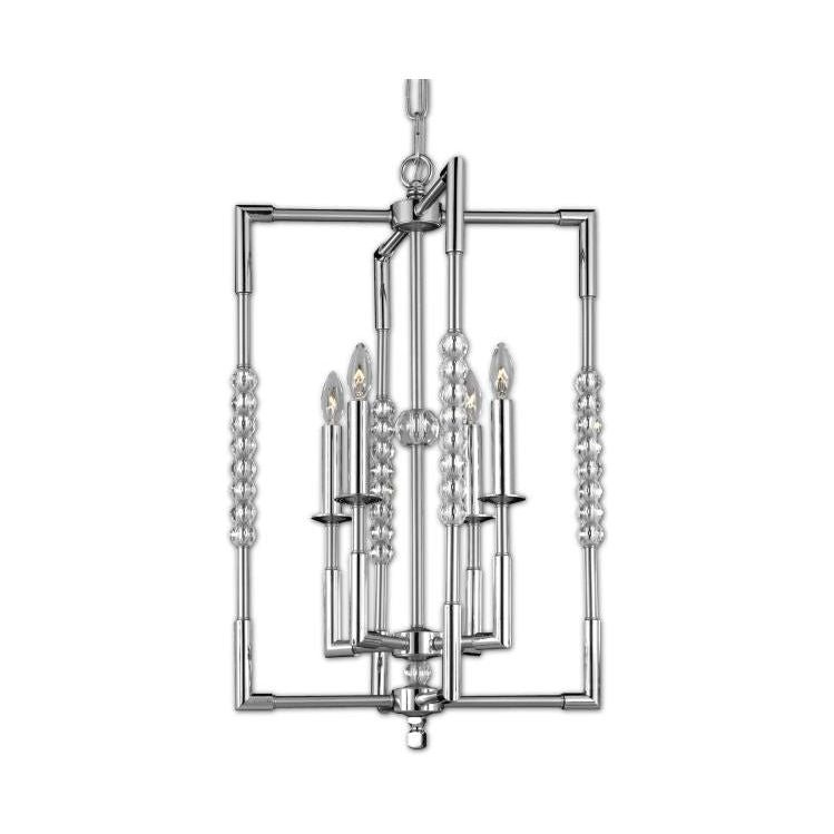 American Brass and Crystal-CH3502-37G-38G-ST-Magro Brass and Crystal Chandelier-MAGRO-Pewter with Polished Nickel Accents