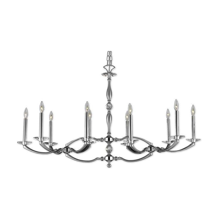 American Brass and Crystal-IL5347-37G-38G-ST-Kensington Brass and Crystal Linear Chandelier-KENSINGTON-Pewter with Polished Nickel Accents