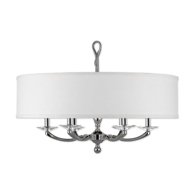 American Brass and Crystal-CH5426-38G-ST-HL-Kensington Shaded Brass and Crystal Chandelier-KENSINGTON-Polished Nickel