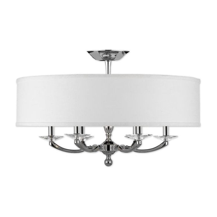 American Brass and Crystal-FM5436-38G-ST-HL-Kensington Shaded Brass and Crystal Semi-Flush-KENSINGTON-Polished Nickel