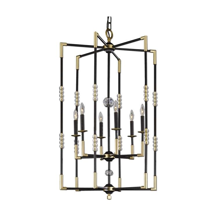 American Brass and Crystal-CH3504-35S-36G-ST-Magro Brass and Crystal Chandelier-MAGRO-Old Bronze (Black) with Old Brass Accents