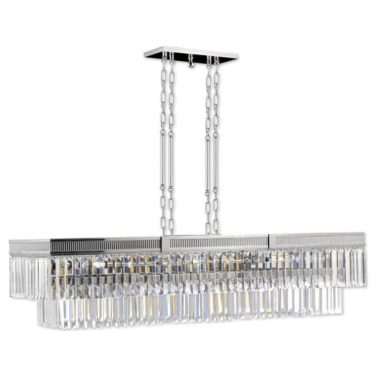 American Brass and Crystal-IL8306-P-38G-Kensington Brass and Crystal Linear Chandelier-VALENCIA MODERN-Polished Nickel