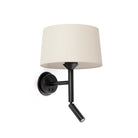 Faro Barcelona 20223-150-US Windsor Wall Sconce with Reading Light in Black/Linen