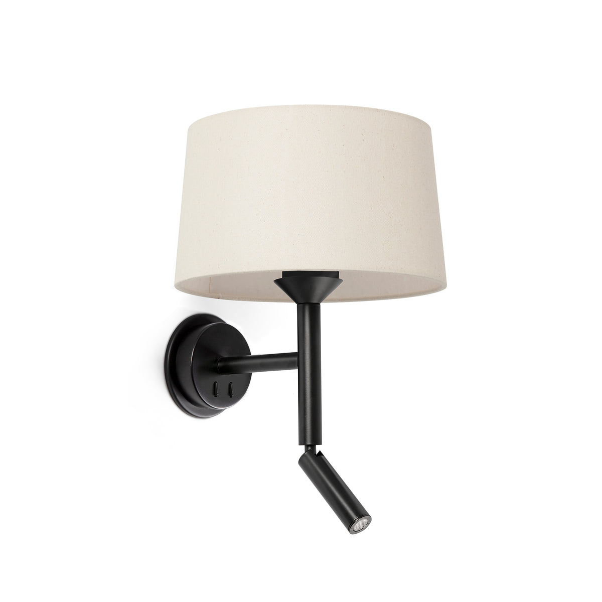 Faro Barcelona 20223-150-US Windsor Wall Sconce with Reading Light in Black/Linen