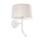 Faro Barcelona 20224-150-US Windsor Wall Sconce with Reading Light in White/Linen