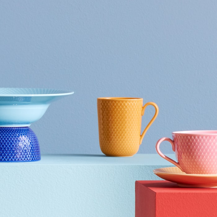 Lyngby Porcelæn 201971 Tasse couleur rhombe en jaune