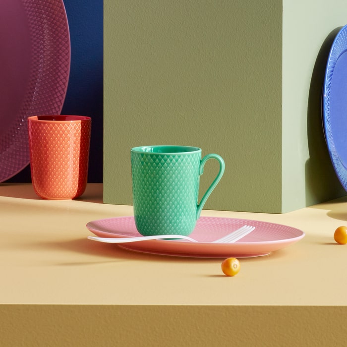 Lyngby Porcelæn 201972 Tasse couleur rhombe en vert