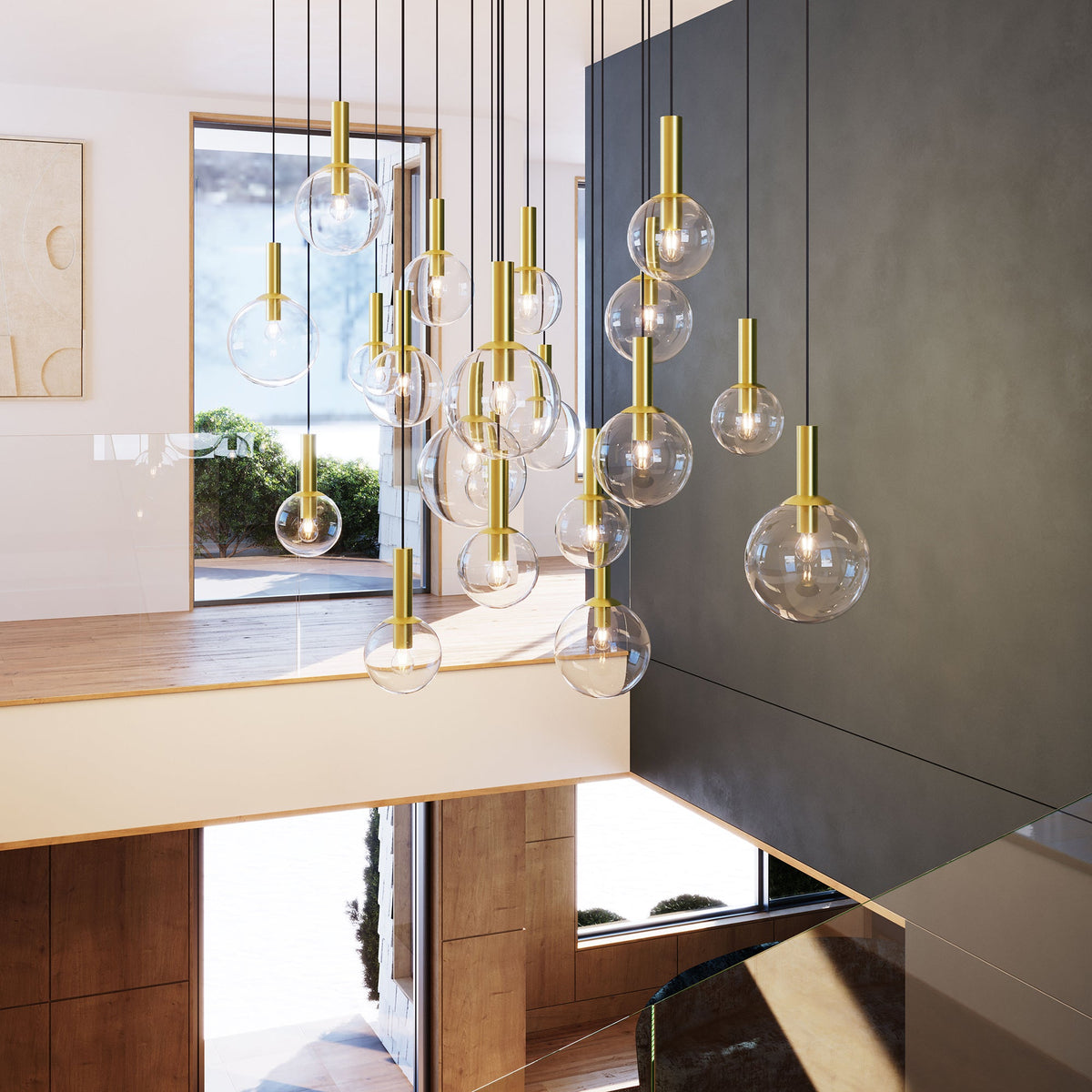 Sonneman 3760.38 Bulles Une Lumière Suspension en laiton satiné