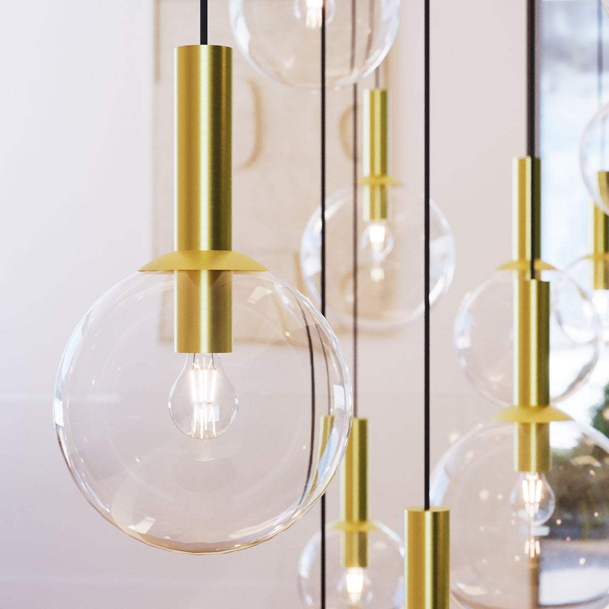 Sonneman 3760.38 Bulles Une Lumière Suspension en laiton satiné