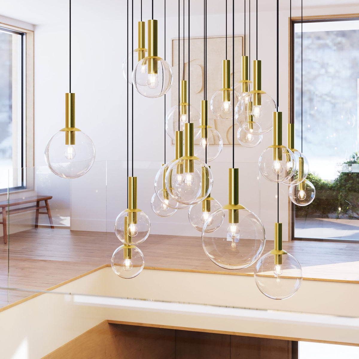 Sonneman 3760.38 Bulles Une Lumière Suspension en laiton satiné