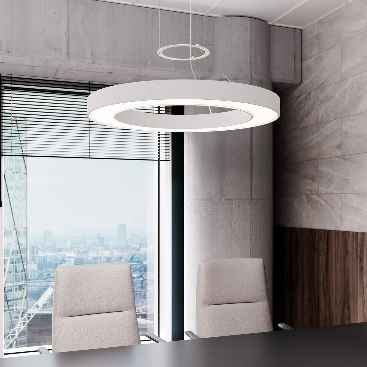 Anneau LED rond Sonneman 3982.03 Pi Suspension en blanc satiné