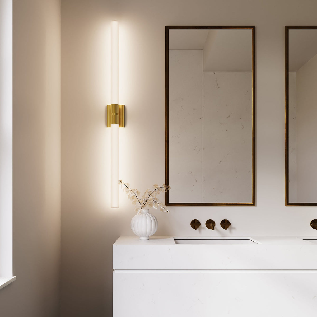 Barre de bain LED Sonneman 3964.38 Scepter en laiton satiné