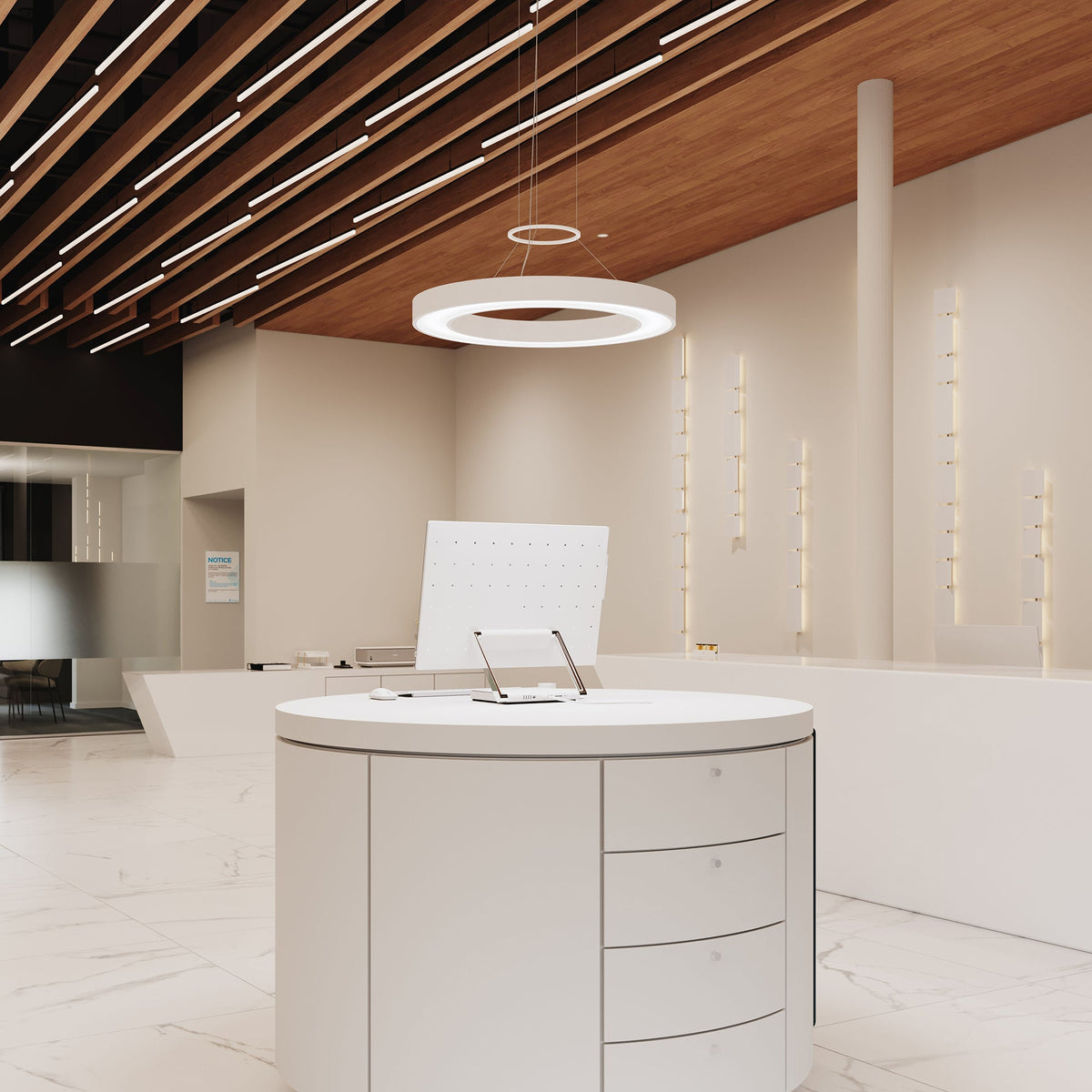 Anneau LED rond Sonneman 3982.03 Pi Suspension en blanc satiné