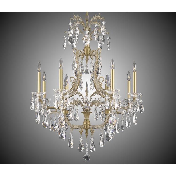 American Brass and Crystal-CH7613-O-04G-ST-Parisian Brass and Crystal Chandelier -PARISIAN-Antique White Glossy
