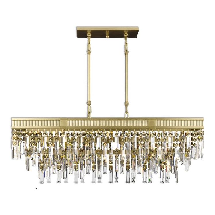 American Brass and Crystal-IL8375-PTK-36G-Valencia Modern Crystal Linear Chandelier-VALENCIA MODERN-Old Brass