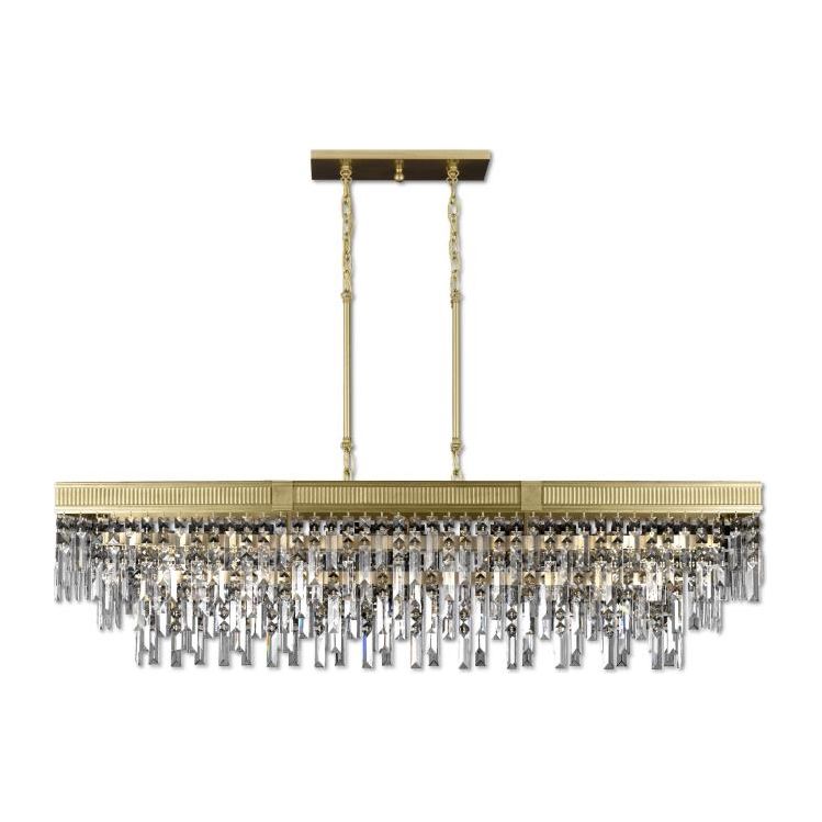 American Brass and Crystal-IL8376-PTK-36G-Valencia Modern Crystal Linear Chandelier-VALENCIA MODERN-Old Brass