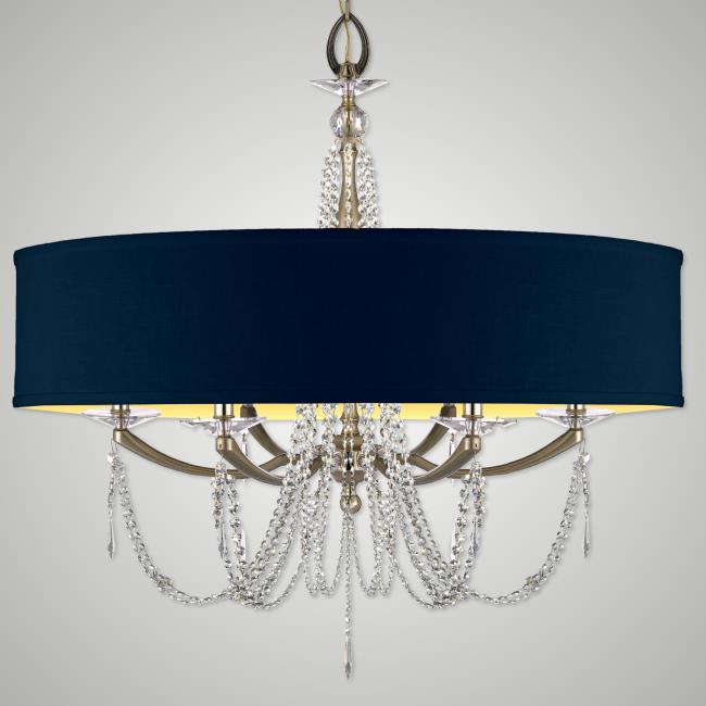 American Brass and Crystal-CH5466-U-36G-ST-BG-Kensington Empire Shaded Brass and Crystal Chandelier-KENSINGTON-Old Brass