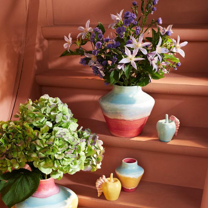 Vase Kähler 693801 Poppery rose/menthe/jaune