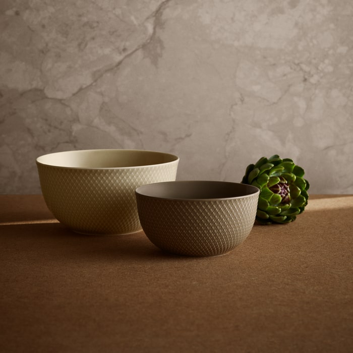 Lyngby Porcelæn 201821 Bol de service Rhombe Earth en marbre