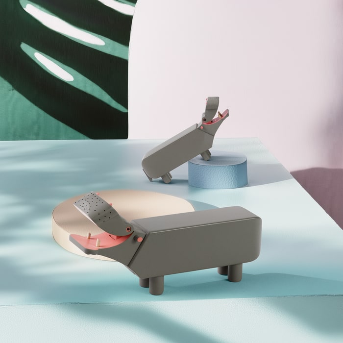 Kay Bojesen 39344 Hippo Wooden Figurine in Grey