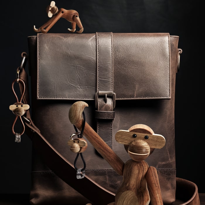 Porte-clés singe Kay Bojesen 39806 en teck/limba argenté