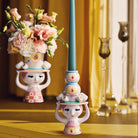 Bjørn Wiinblad 56569 Lady with Hat Candle Holder in Pink/Yellow