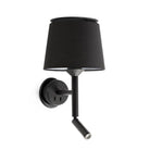 Faro Barcelona 20303-93-US Savoy Wall Sconce with Reading Light in Black/Black
