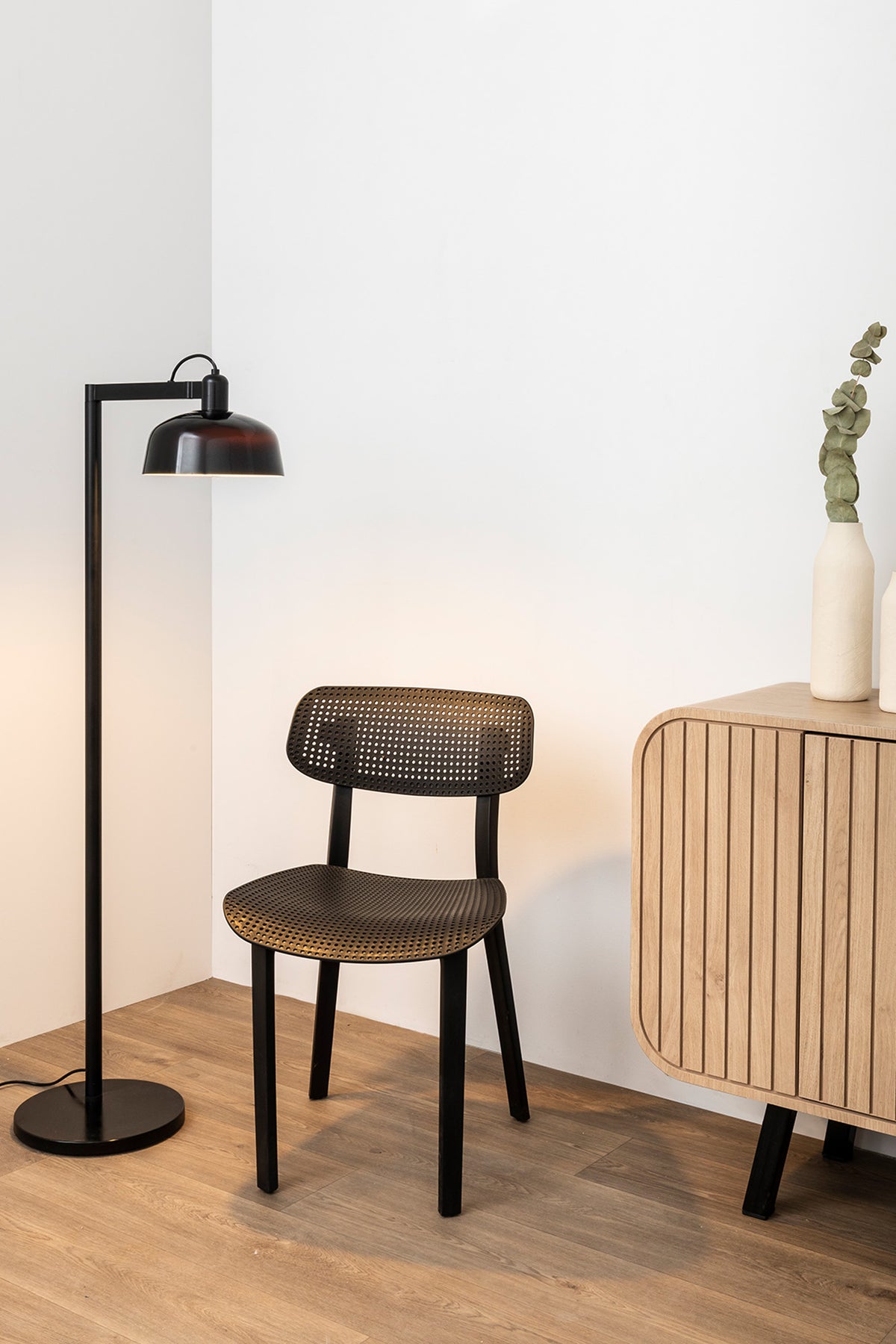Faro Barcelona 20336-120-US Tatawin Floor Lamp in Black Glass