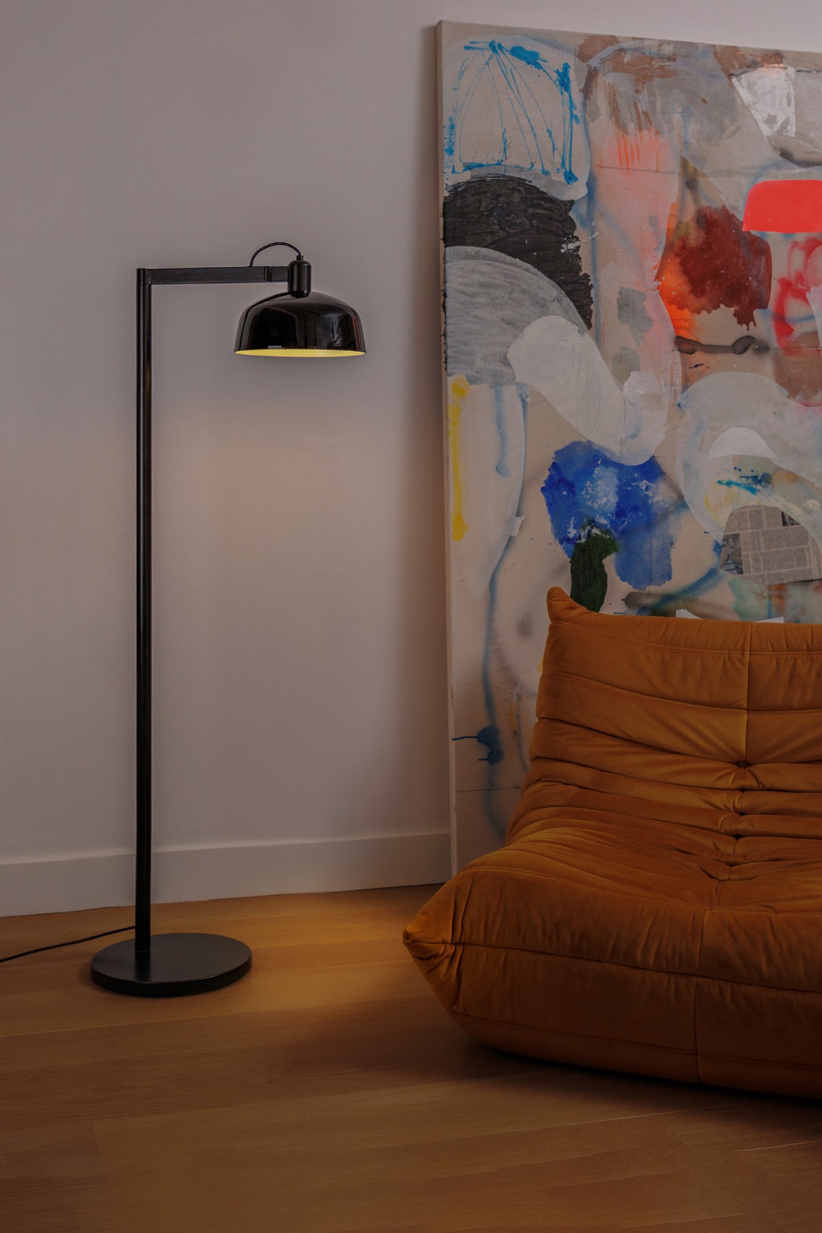 Faro Barcelona 20336-120-US Tatawin Floor Lamp in Black Glass